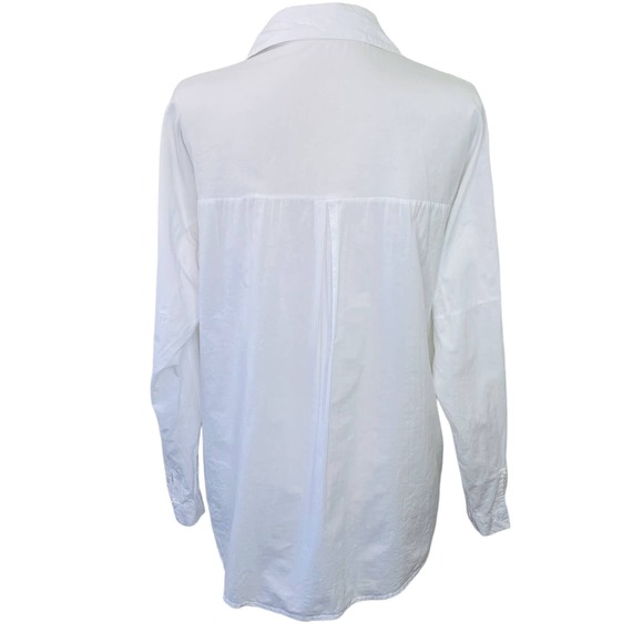 Embroidered Button Down Boxy Top Womens L White Floral Lovely Boho Art to Wear - Picture 4 of 9